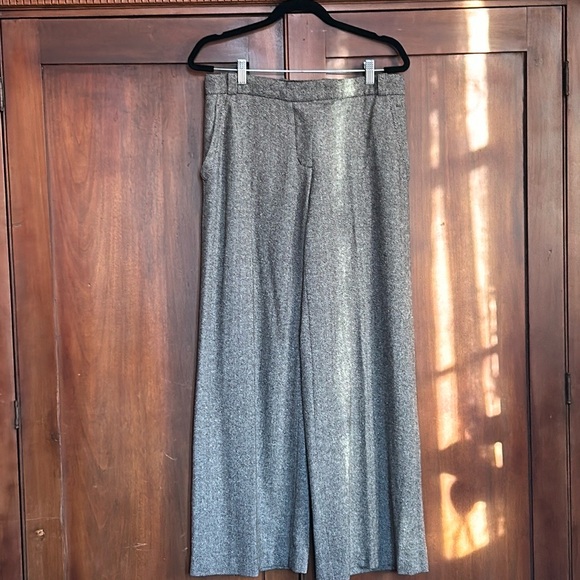 Y2K Medium Rise Wide Leg Wool Herringbone Pants 8 - Picture 12 of 12